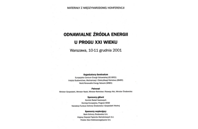 Odnawialne źródła energii u progu XXI wieku, Warszawa 2001