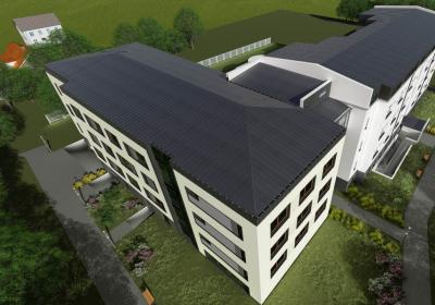 całość założenia (budynek modernizowany i skrzydło nowoprojektowane)