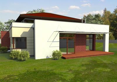 widok na część wejściową i ogrodową- projekt