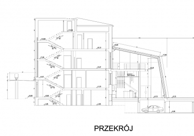 przekrój przez projektowaną oranżerię